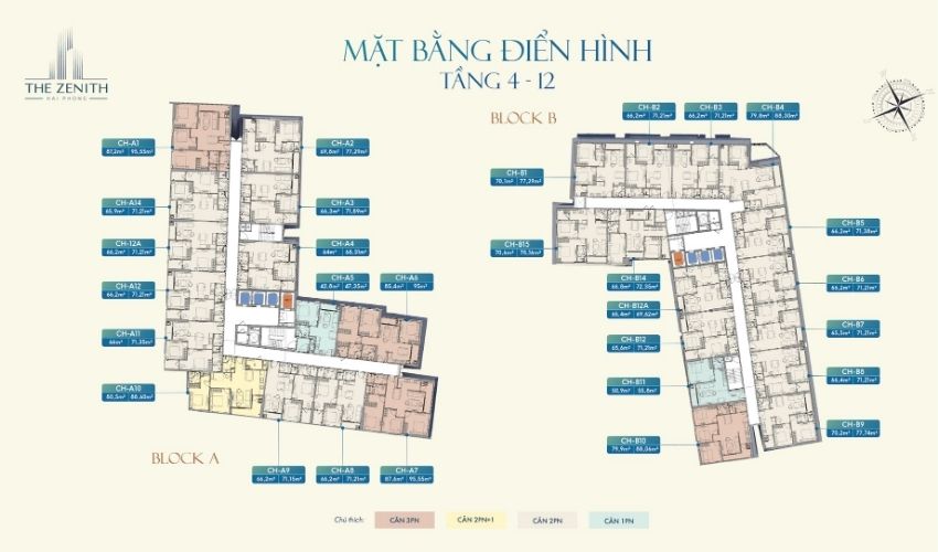 Mặt bằng chung cư The Zenith Hải Phòng